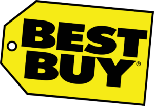 The best buy logo on a black background represents the best practices of large organizations.