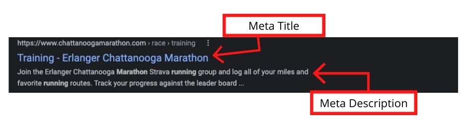 screenshot showing mets tags on a training search result