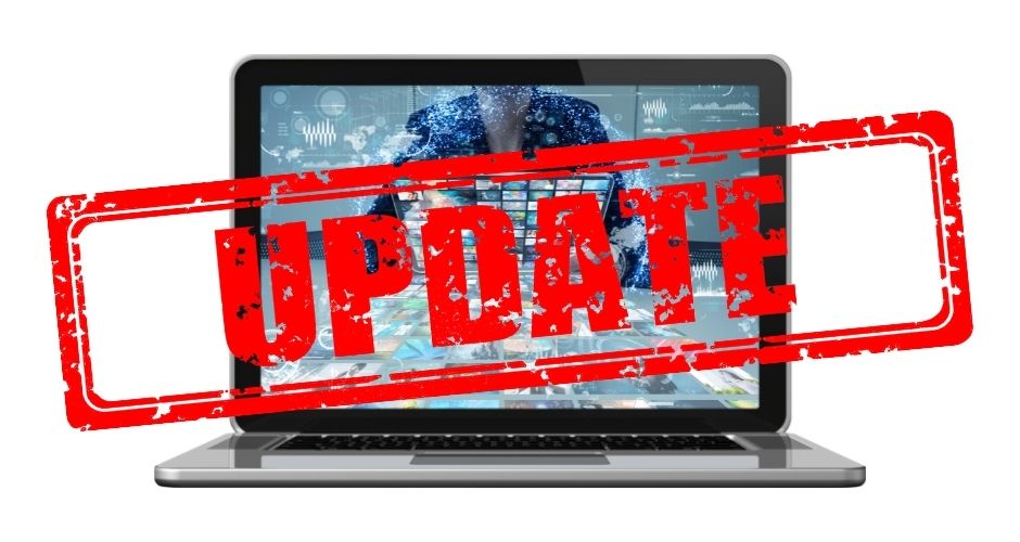 A laptop displaying the word "update" - great for SEO for startups.